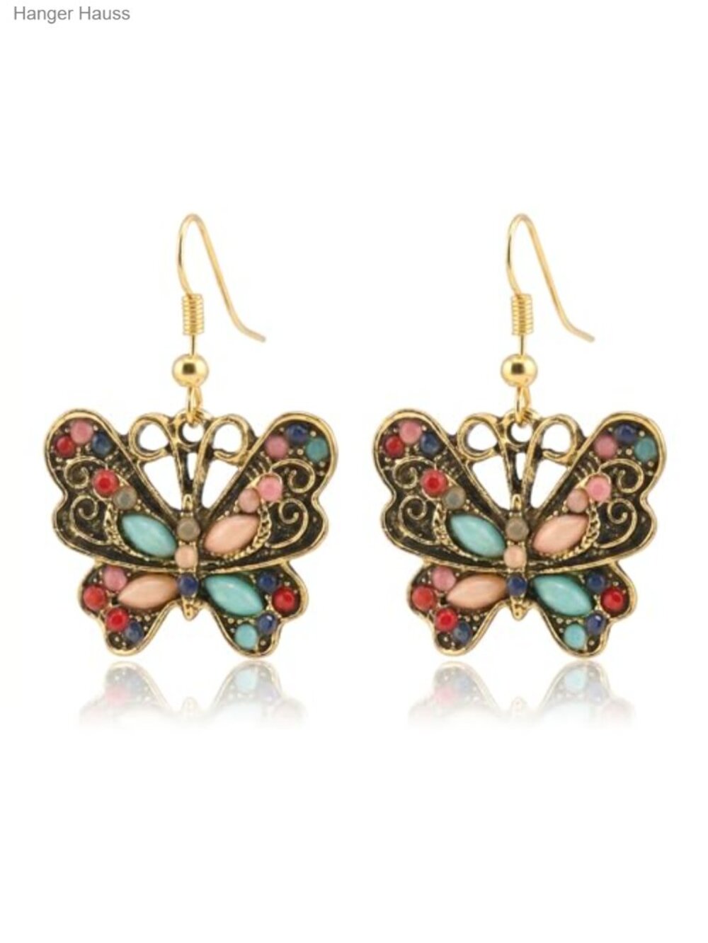 Enamel Butterfly Dangle Earrings, Ultra-Lightweight Fishhook Gift
